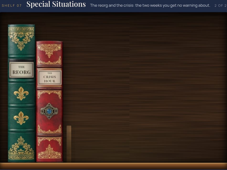 Special Situations shelf: The Reorg Comms Plan, The Crisis Comms One-Pager